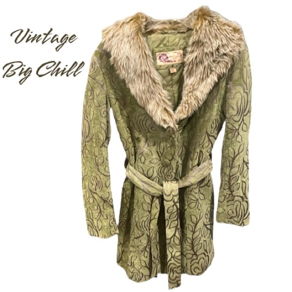 BIG CHILL Vintage Penny Lane Carpet Coat /Fur Collar
